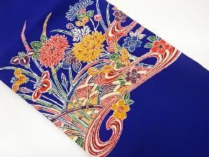 縮緬地竹に草花模様名古屋帯